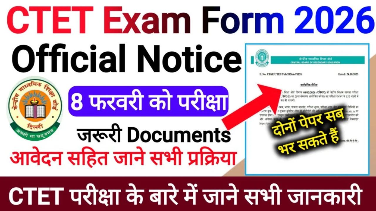 CTET Application Form Exam Date 2026: